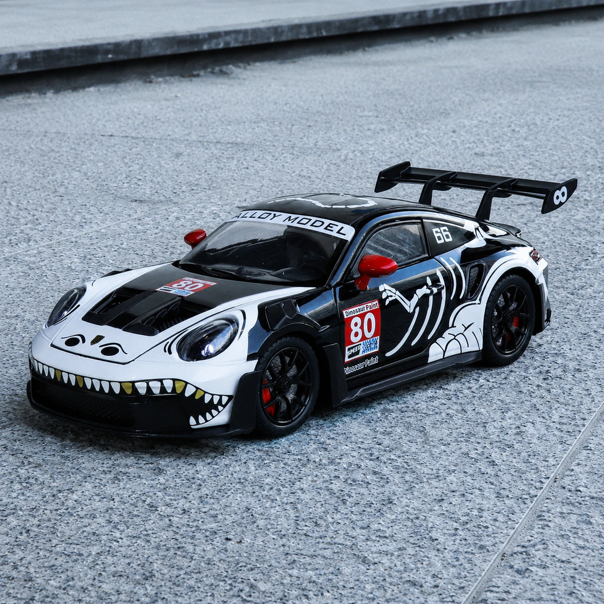 Porsche 2023 911 GT3 RS T-렉스 도색 화이트 #80 1:24 다이캐스트 디스플레이 모델 - 뷰 1