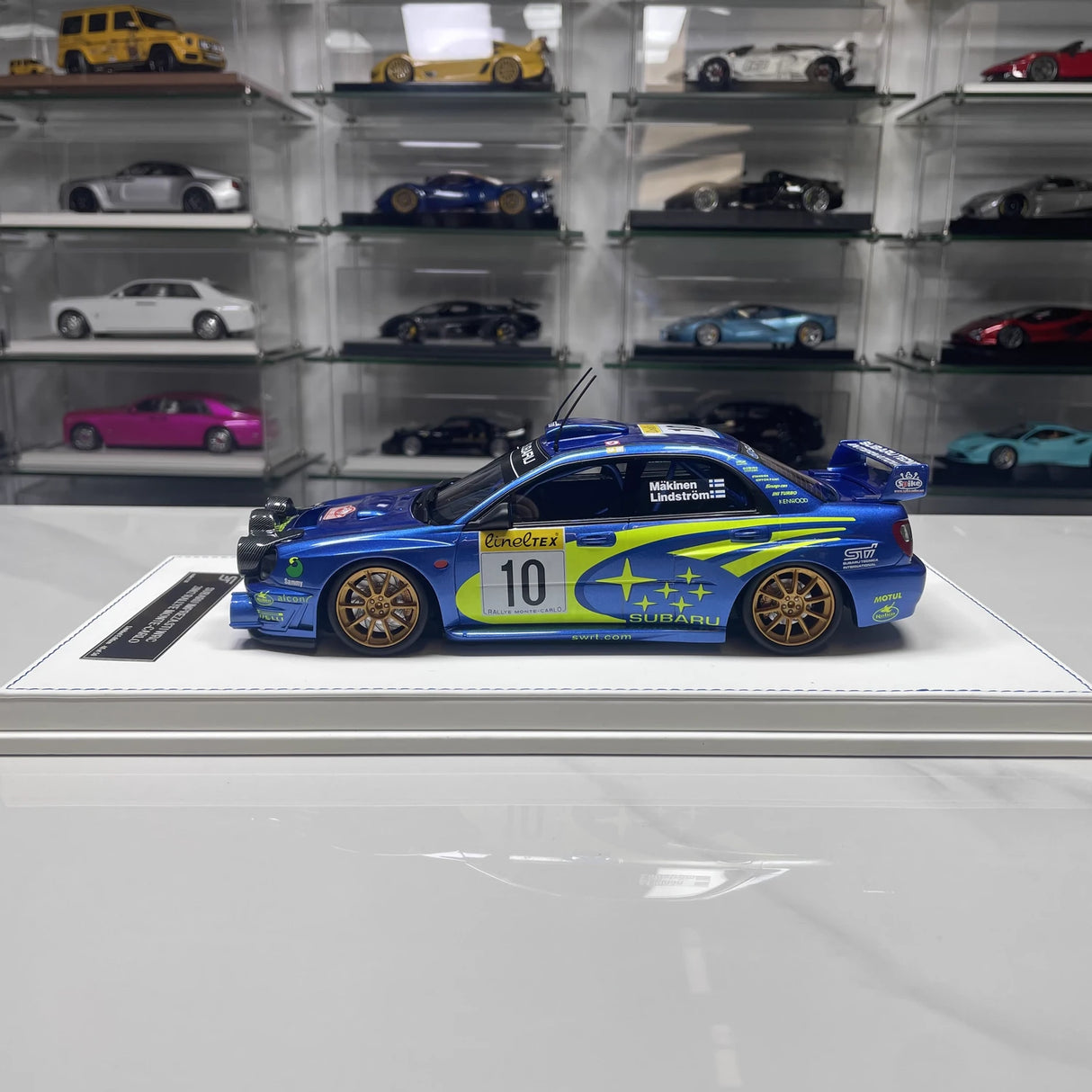 Subaru 2002 Impreza STI WRC #10 Modelo colecionável de resina 1:18 por SJF - ver 3