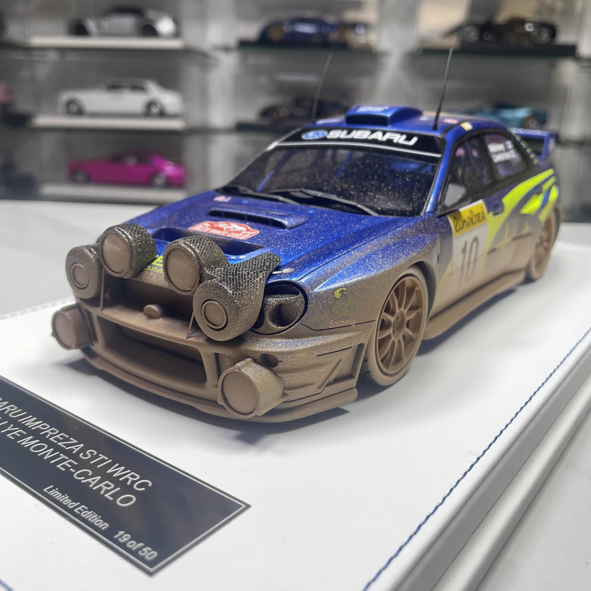 Subaru 2002 Impreza STI WRC Dirty #10 modelo colecionável de resina 1:18 da SJF - ver 1