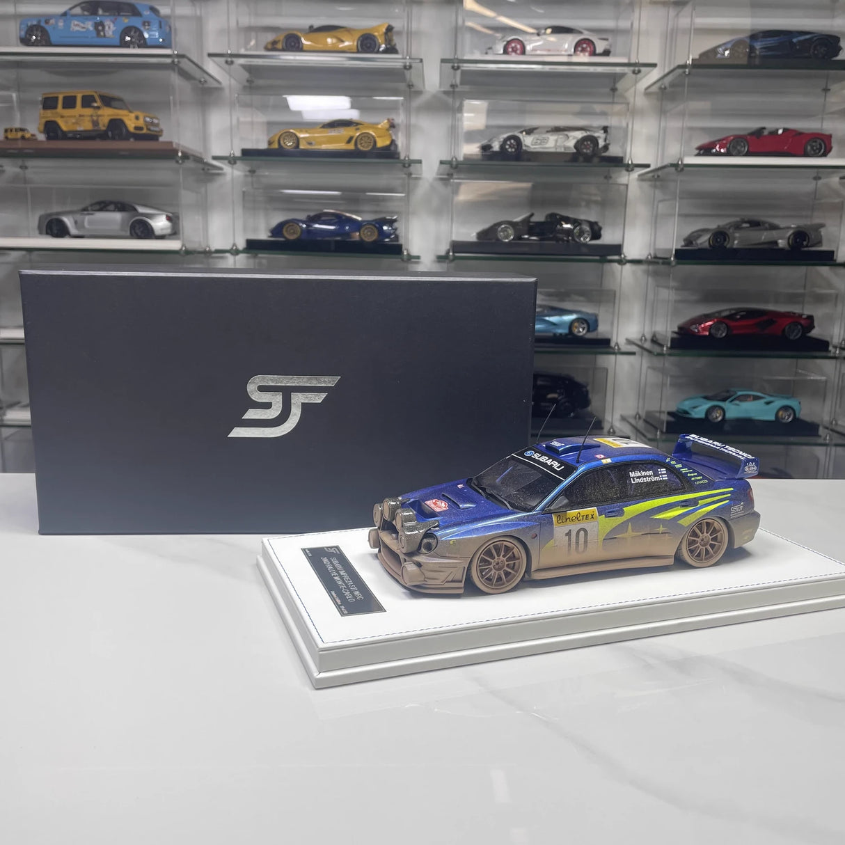 Subaru 2002 Impreza STI WRC Dirty #10 modelo colecionável de resina 1:18 da SJF - ver 11