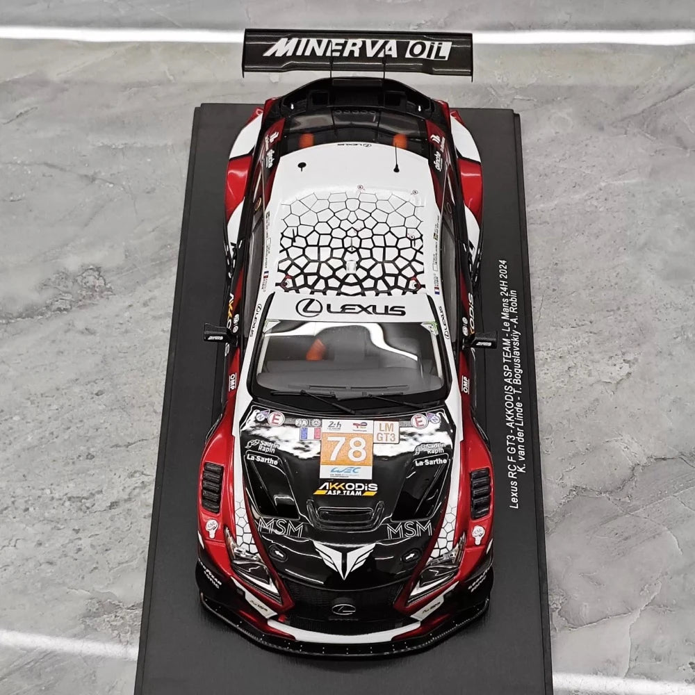 Lexus 2024 RC F GT3 #78 1:18 kolekcjonerski model żywicy Le Mans autorstwa Spark - widok 2