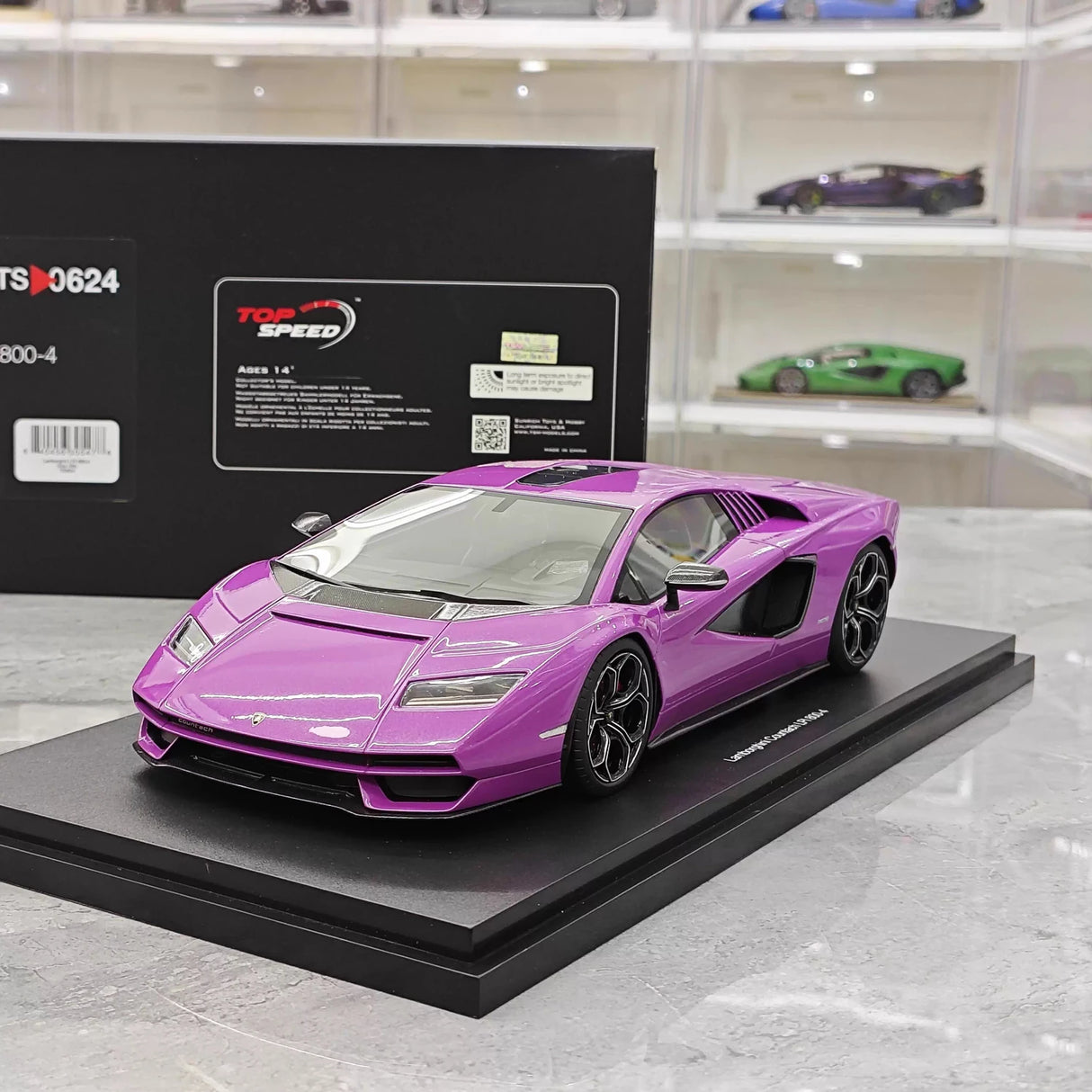 Top Speed Lamborghini 2022 Countach LPI 800-4 Purple 1:18 – Collectible Resin Model Resin
