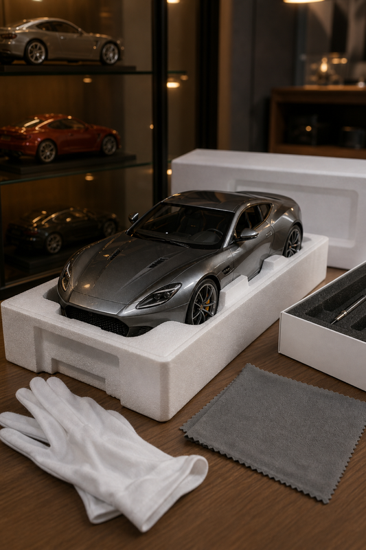 Editorial cover: unboxing and inspecting a premium 1:18 collector model car