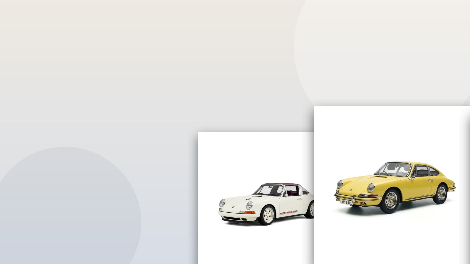 Editorial cover for a guide to choosing a 1:18 Porsche model car