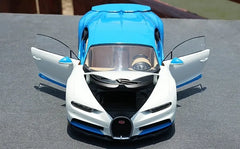 [OEM] 1:18 Bugatti 2016 Chiron bianco & blu modellino di auto Die-Cast