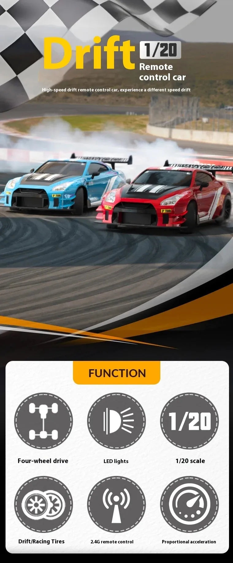 1:20 Scale Nissan GT-R Style RC Drift Car RC Car