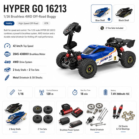 MJX 16213 1:16 RC عربة 4WD RTR RC بدون فرش للطرق الوعرة RC سيارة