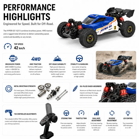 MJX 16213 1:16 RC عربة 4WD RTR RC بدون فرش للطرق الوعرة RC سيارة