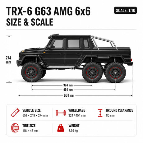 Traxxas 88296-4 TRX-6 1:10 Mercedes-Benz G 63 AMG 6x6 RC زاحف بفرشاة 6WD RTR RC سيارة RC السيارة