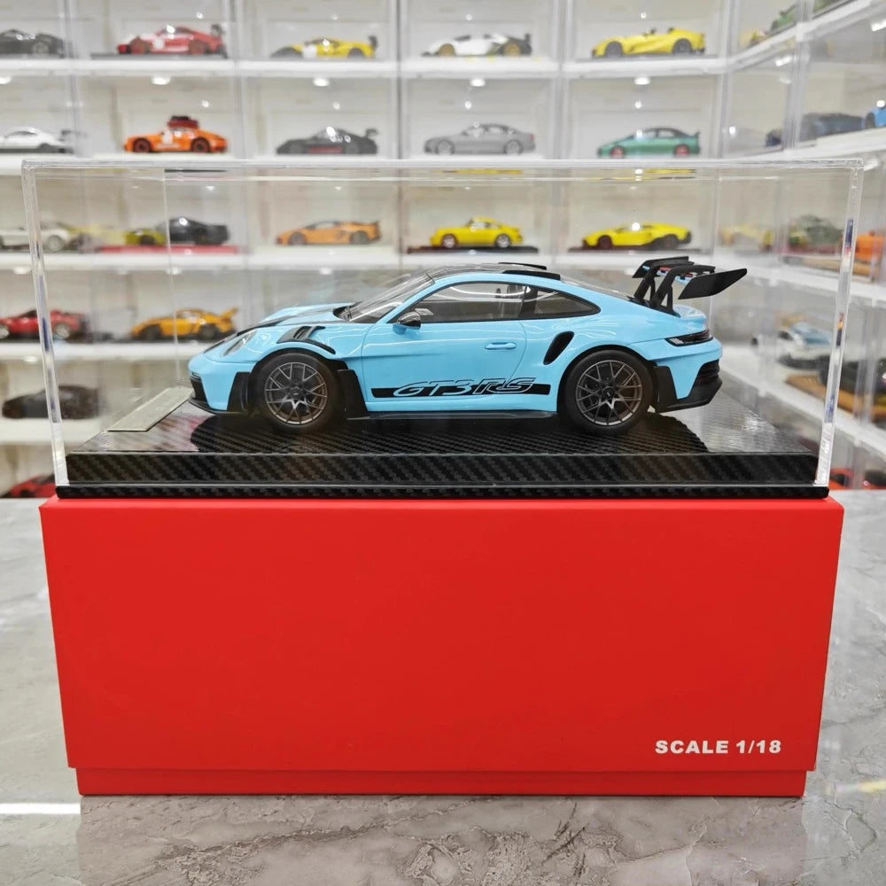 [AI Model] 1:18 Porsche 2023 911 992 GT3 RS Cyan Model Car Resin