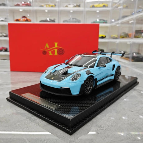 [AI Model] 1:18 Porsche 2023 911 992 GT3 RS Cyan voiture miniature Resin