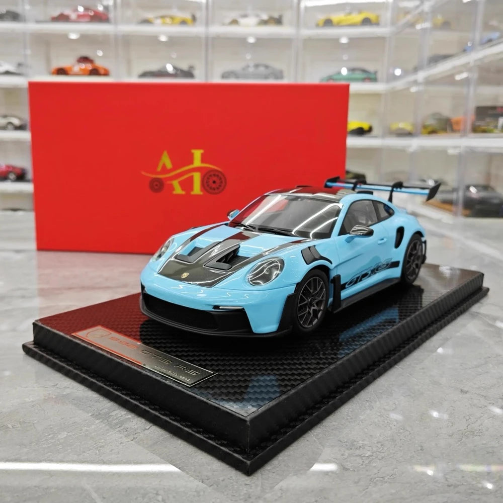 [AI Model] 1:18 Porsche 2023 911 992 GT3 RS Cyan Model Car Resin