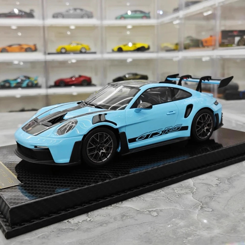 [AI Model] 1:18 Porsche 2023 911 992 GT3 RS Cyan Model Car Resin