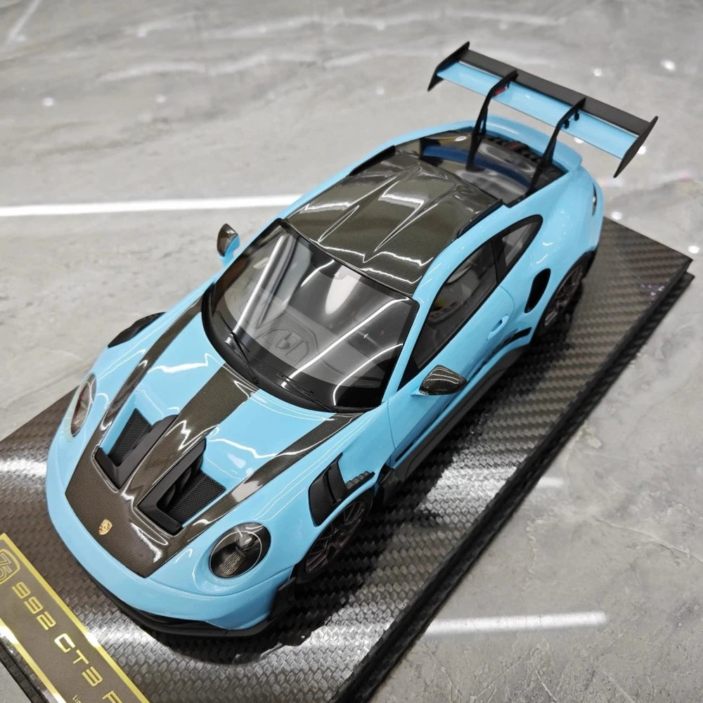 [AI Model] 1:18 Porsche 2023 911 992 GT3 RS Cyan Model Car Resin