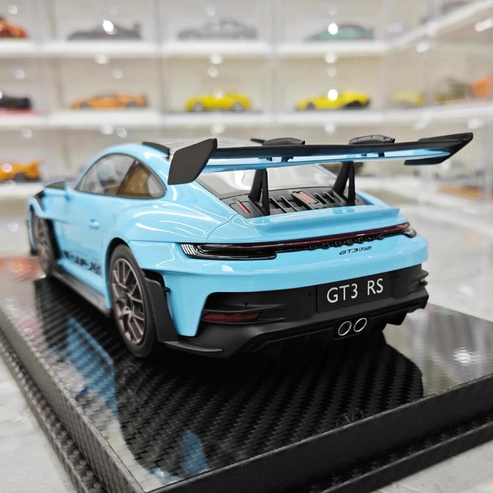 [AI Model] 1:18 Porsche 2023 911 992 GT3 RS Cyan Model Car Resin