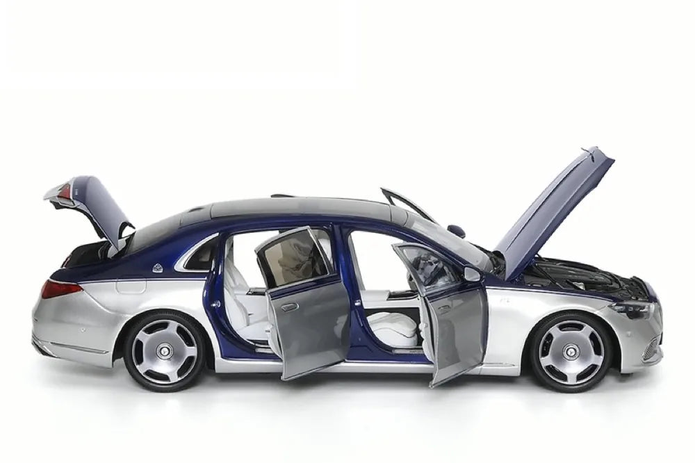 [Almost Real] 1:18 Mercedes-Maybach 2021 S-Class Silver & Blue Model Car Die-Cast
