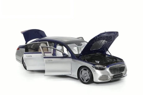 [Almost Real] 1:18 Mercedes-Maybach 2021 S-Class zilver & blauw modelauto Die-Cast