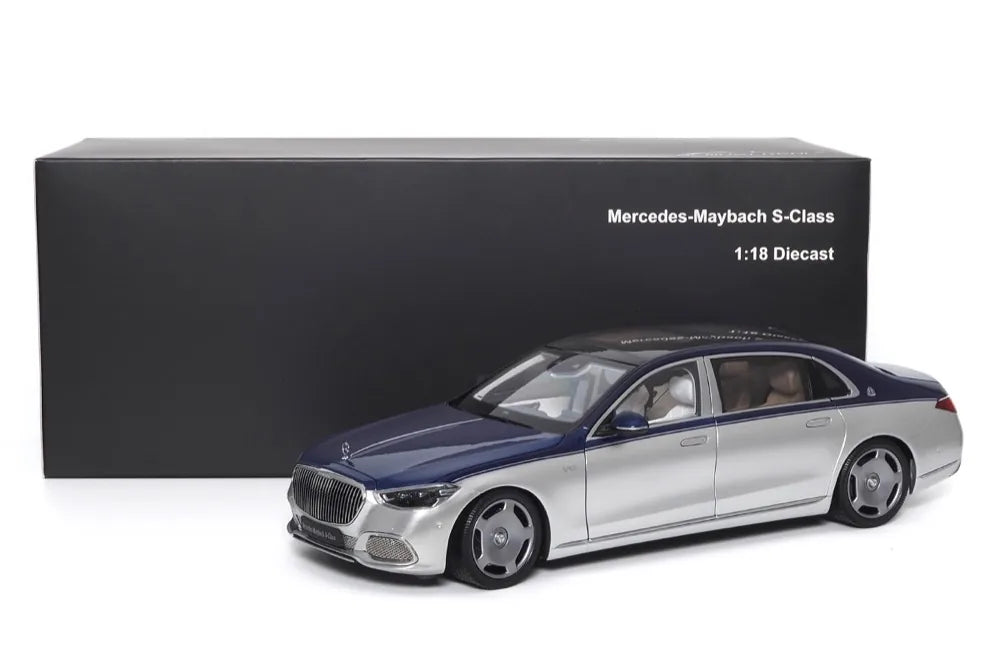 [Almost Real] 1:18 Mercedes-Maybach 2021 S-Class Silver & Blue Model Car Die-Cast