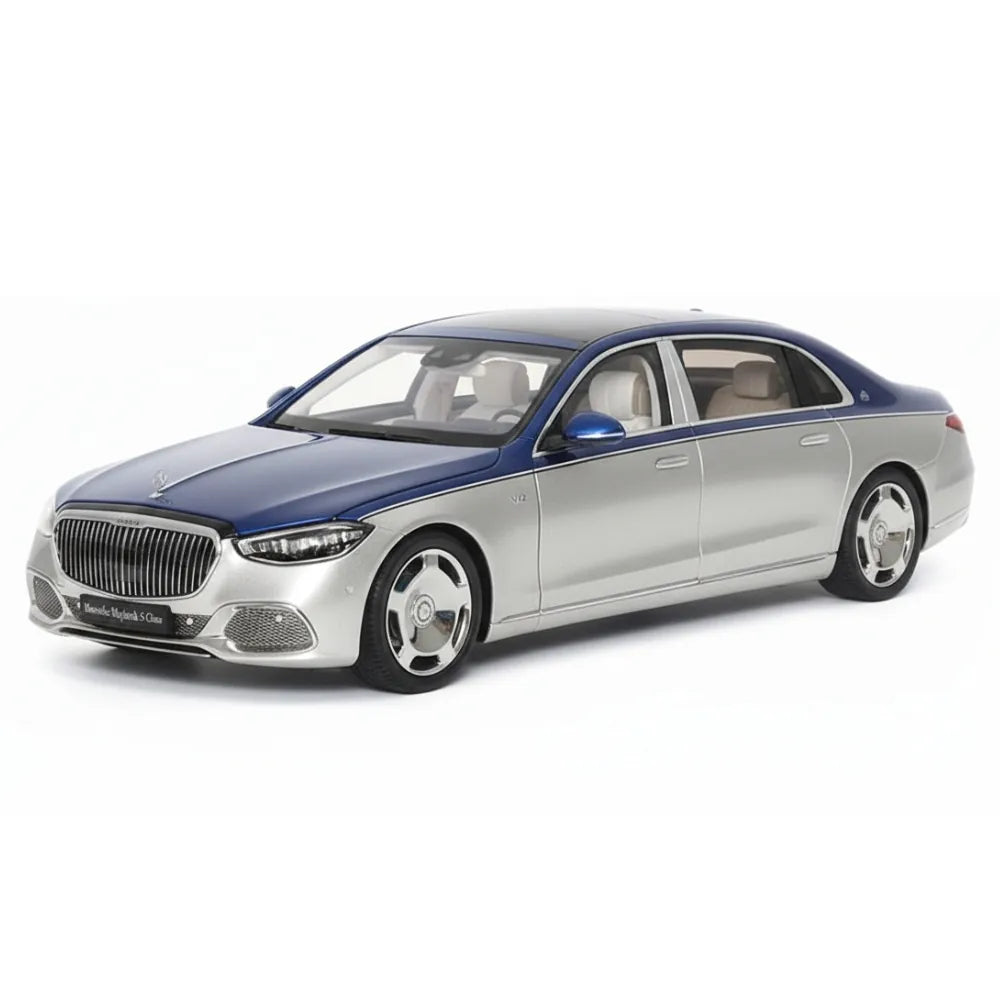 [Almost Real] 1:18 Mercedes-Maybach 2021 S-Class hopea & sininen pienoismalli Die-Cast