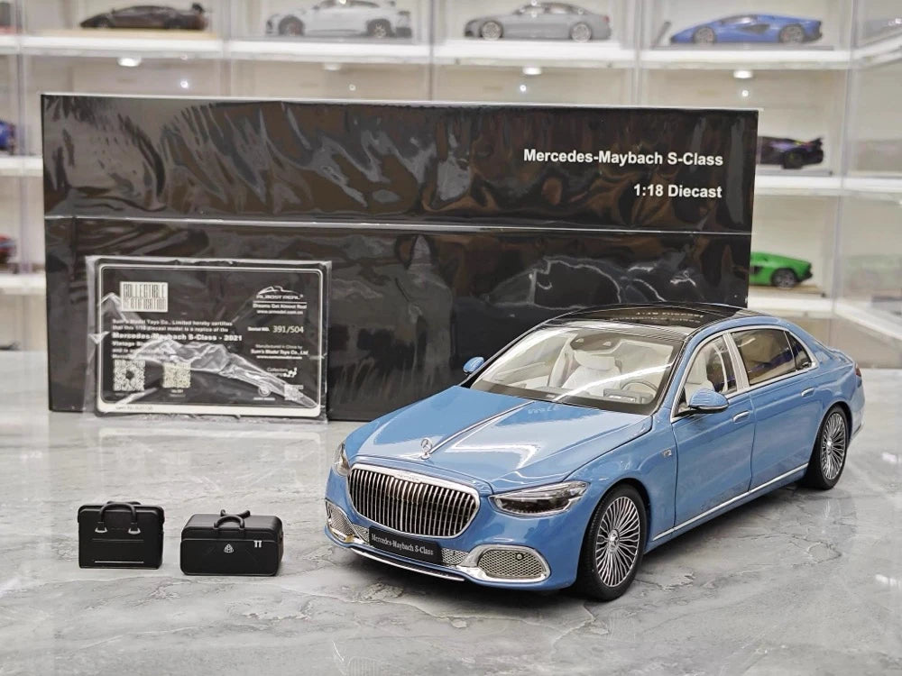 [Almost Real] 1:18 Mercedes-Maybach 2021 S-Class Blue Model Car Die-Cast
