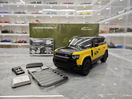 [Almost Real] 1:18 Land Rover 2021 Defender 90 Trophy Livery Yellow & Black Model Car Die-Cast
