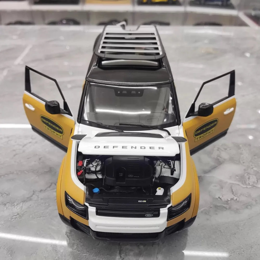 [Almost Real] 1:18 Land Rover 2021 Defender 90 Trophy Livery Yellow & White Model Car Die-Cast