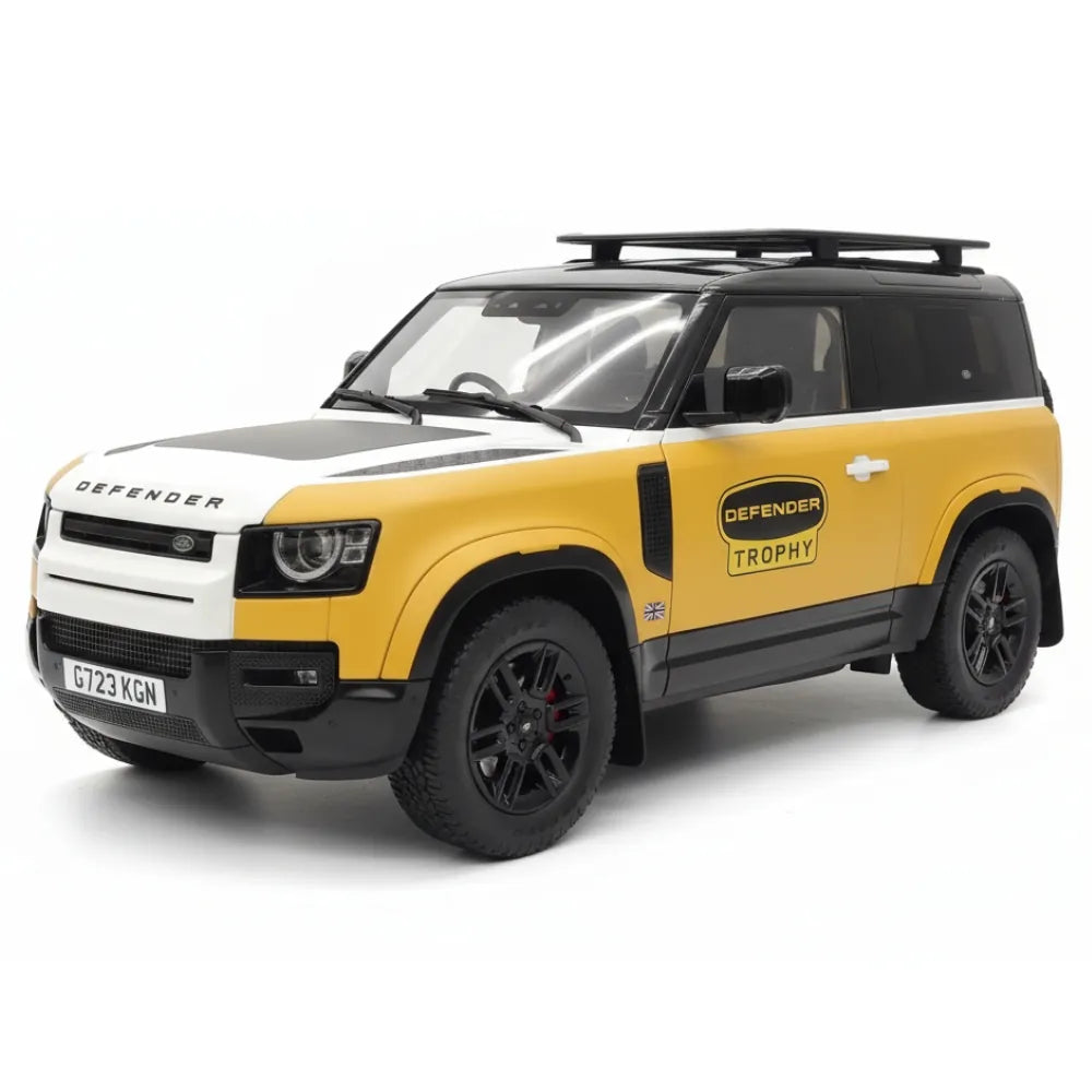 [Almost Real] 1:18 Land Rover 2021 Defender 90 Trophy Livery Yellow & White Model Car Die-Cast