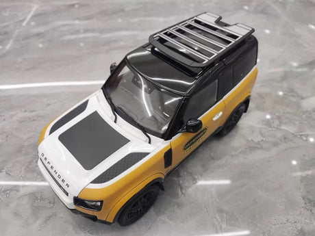 [Almost Real] 1:18 Land Rover 2021 Defender 90 Trophy Livery Yellow & White Model Car Die-Cast