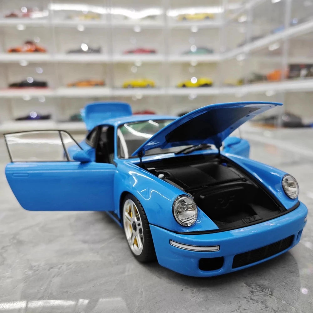 [Almost Real] 1:18 Porsche 2022 911 RUF SCR Blue Model Car Die-Cast