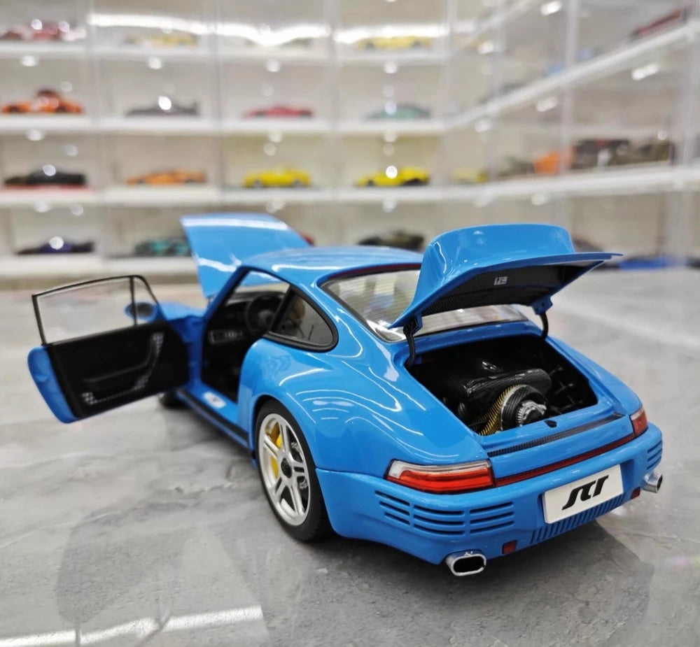 [Almost Real] 1:18 Porsche 2022 911 RUF SCR Blue Model Car Die-Cast
