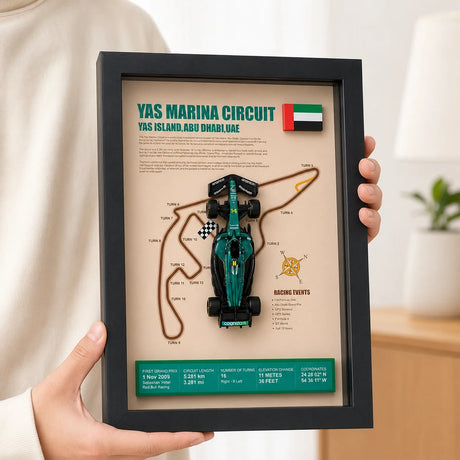 Aston Martin 2025 Abu Dabi GP Fernando Alonso AMR25 Exposición de coches en miniatura enmarcada