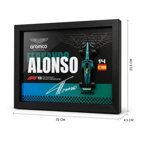 Aston Martin 2025 F1 Fernando Alonso AMR25 Exhibición de coches modelo enmarcados Exposición de coches en miniatura enmarcada