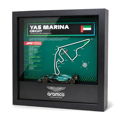 Aston Martin F1 Mapa del Circuito Fernando Alonso Exhibición de coches en miniatura enmarcada