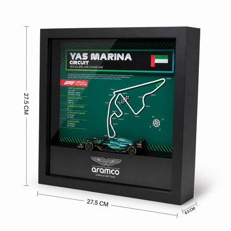 Aston Martin F1 Mapa del Circuito Fernando Alonso Exhibición de coches en miniatura enmarcada