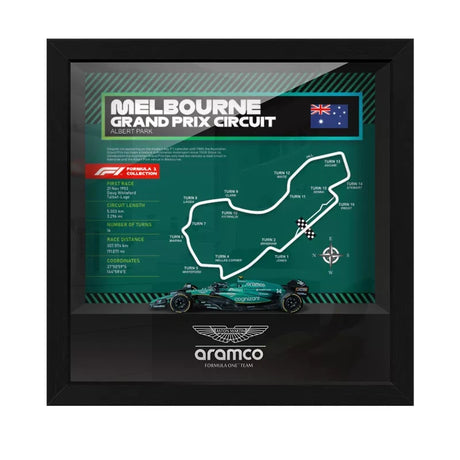 Aston Martin F1 Mapa del Circuito Fernando Alonso Exhibición de coches en miniatura enmarcada