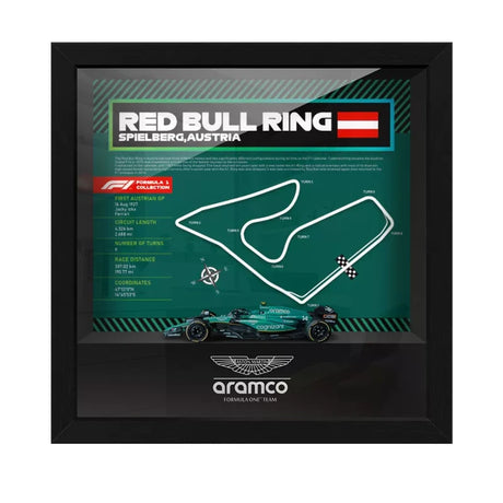 Aston Martin F1 Mapa del Circuito Fernando Alonso Exhibición de coches en miniatura enmarcada
