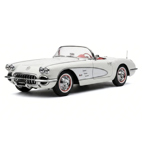 AutoArt شيفروليه 1958 كورفيت C1 وايت 1:18 – نموذج معدني قابل للجمع مصبوب.