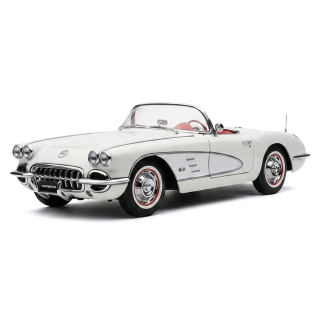 AutoArt شيفروليه 1958 كورفيت C1 وايت 1:18 – نموذج معدني قابل للجمع مصبوب.