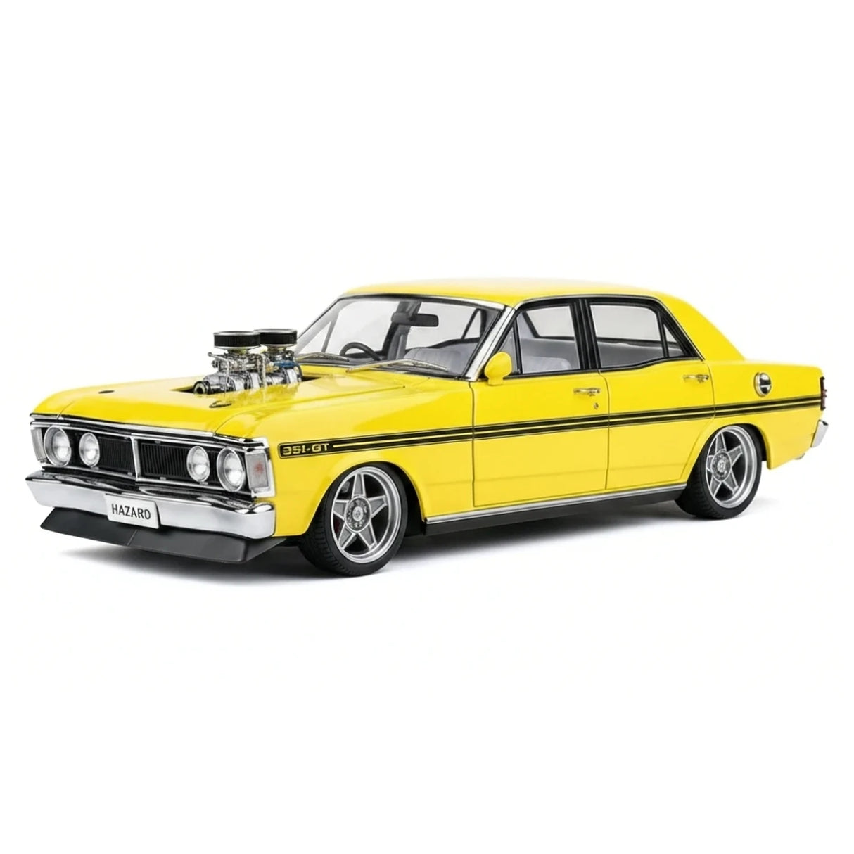 AutoArt فورد 1971 فالكون XY GTHO ستريت ماشين فلوريسنت أصفر 1:18 – نموذج معدني قابل للجمع مصبوب.