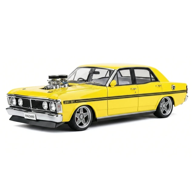 AutoArt فورد 1971 فالكون XY GTHO ستريت ماشين فلوريسنت أصفر 1:18 – نموذج معدني قابل للجمع مصبوب.