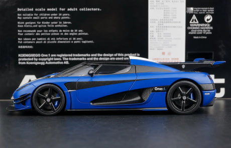 AutoArt Koenigsegg 2014 One1 Blue 1:18 – نموذج معدني قابل للجمع من القالب المصبوب