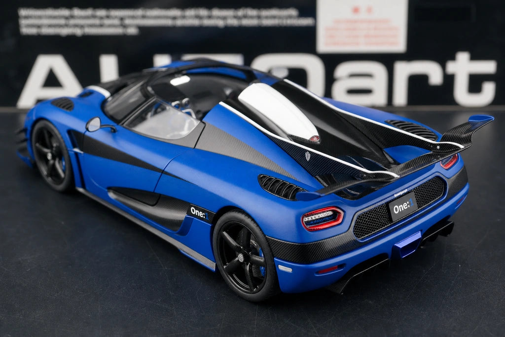 AutoArt Koenigsegg 2014 One1 Blue 1:18 – نموذج معدني قابل للجمع من القالب المصبوب
