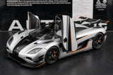 AutoArt Koenigsegg 2014 One1 Silver 1:18 – نموذج معدني قابل للجمع من القالب المصبوب
