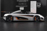 AutoArt Koenigsegg 2014 One1 Silver 1:18 – نموذج معدني قابل للجمع من القالب المصبوب
