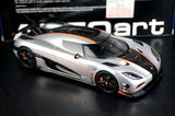 AutoArt Koenigsegg 2015 Agera RS سيلفر 1:18 – نموذج معدني قابل للجمع مصبوب، مصبوب.