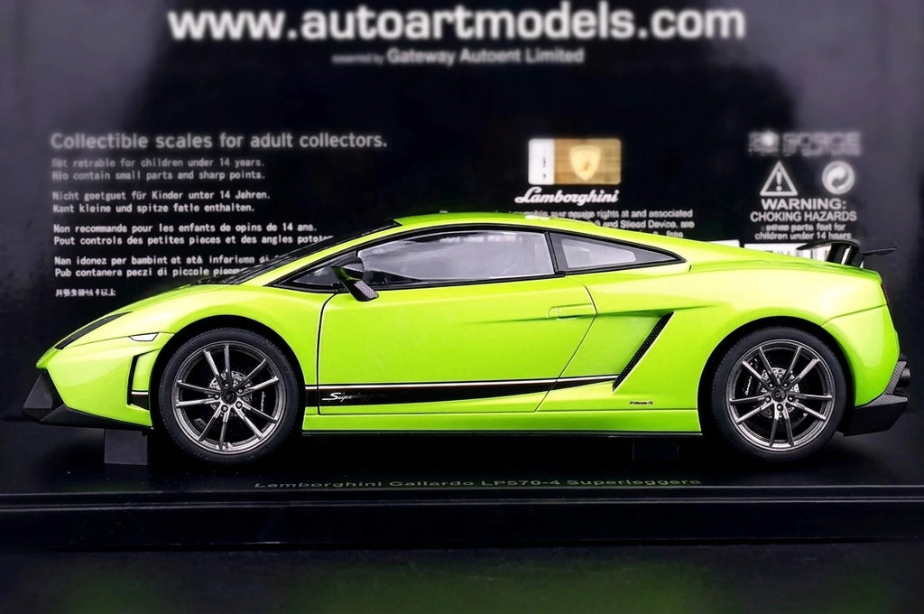 AutoArt Lamborghini 2010 Gallardo LP570-4 سوبرليجيرا جرين 1:18 – نموذج معدني قابل للجمع مصبوب، مصبوب.