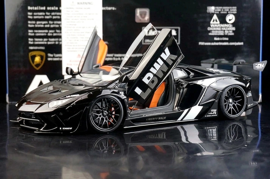 AutoArt Lamborghini 2012 Aventador LP700-4 LB-ووركس بلاك 1:18 – نموذج معدني قابل للجمع من القالب المصبوب