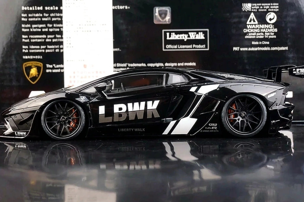 AutoArt Lamborghini 2012 Aventador LP700-4 LB-ووركس بلاك 1:18 – نموذج معدني قابل للجمع من القالب المصبوب