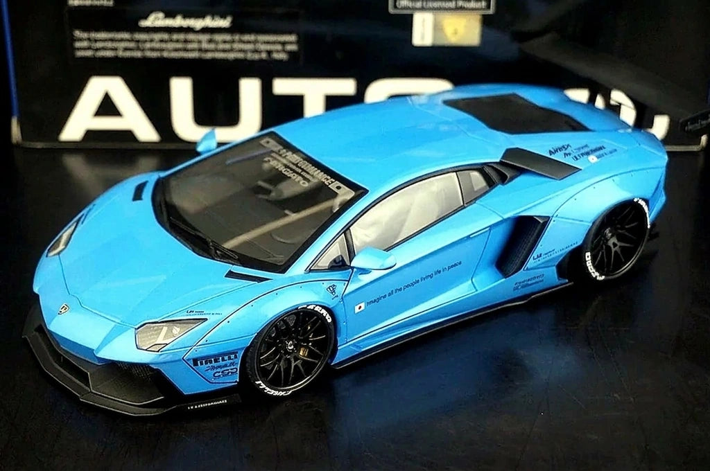 AutoArt Lamborghini 2012 Aventador LP700-4 LB-ووركس بلو 1:18 – نموذج معدني قابل للجمع من القالب المصبوب