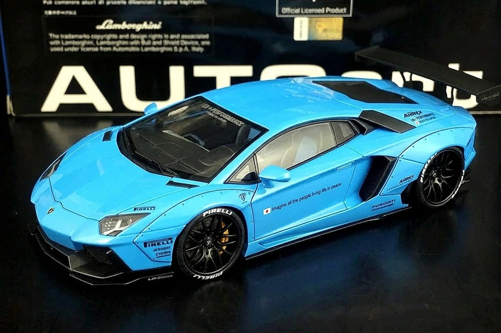 AutoArt Lamborghini 2012 Aventador LP700-4 LB-ووركس بلو 1:18 – نموذج معدني قابل للجمع من القالب المصبوب